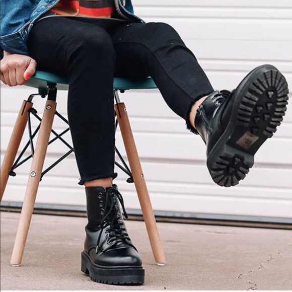 Fall Doll Black Platform Combat Boots - Picture 4 of 9